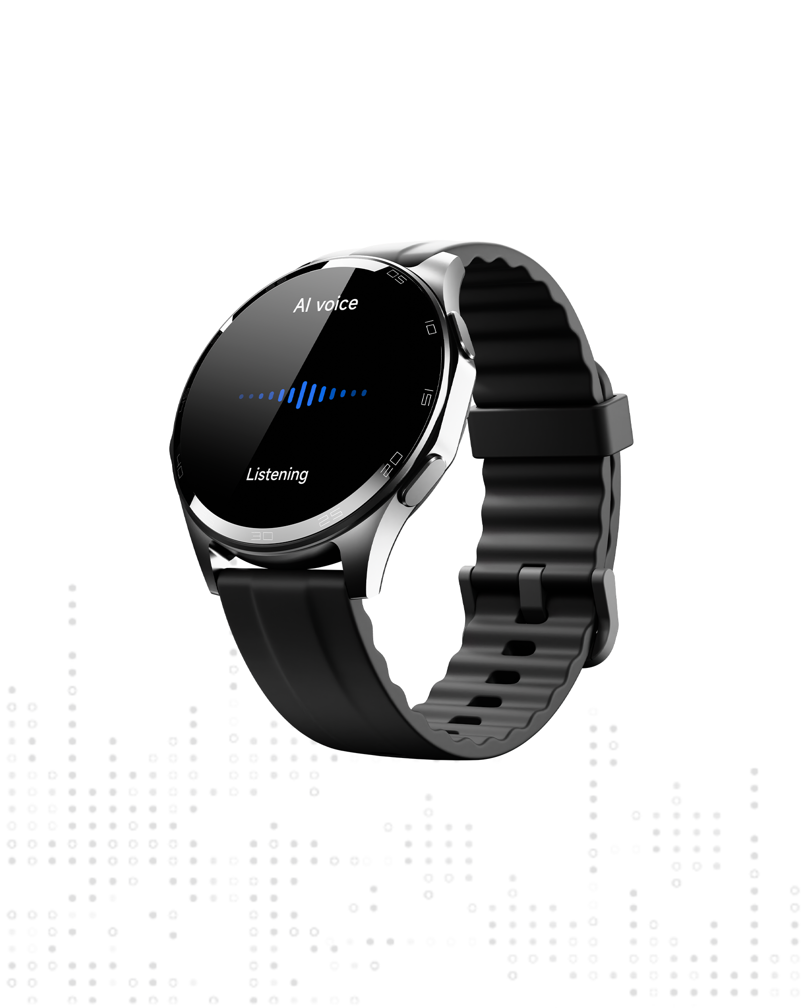 Black Tinymoose Atlas Smartwatch – AI voice assistant, AMOLED screen, Bluetooth calling, and fitness tracking. | ساعة تاينيموس أطلس السوداء – مساعد صوتي ذكي، شاشة AMOLED، مكالمات بلوتوث، وتتبع اللياقة.