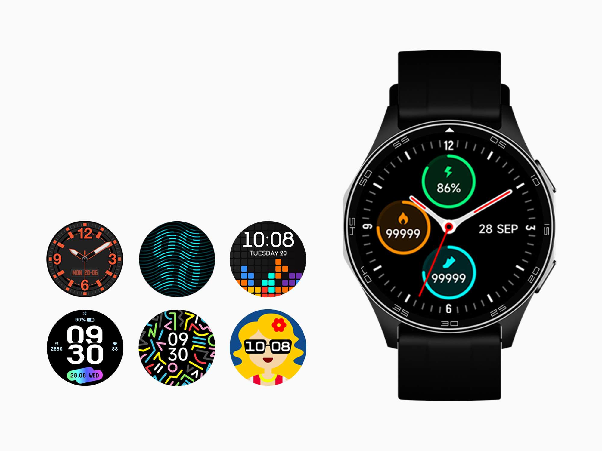 Black Tinymoose Atlas Smartwatch – AMOLED fitness smartwatch with heart rate, sleep, step tracking, and custom watch faces. | ساعة تاينيموس أطلس باللون الأسود – ساعة لياقة بشاشة AMOLED، تتبع النوم، الخطوات، نبض القلب، وواجهات قابلة للتخصيص.