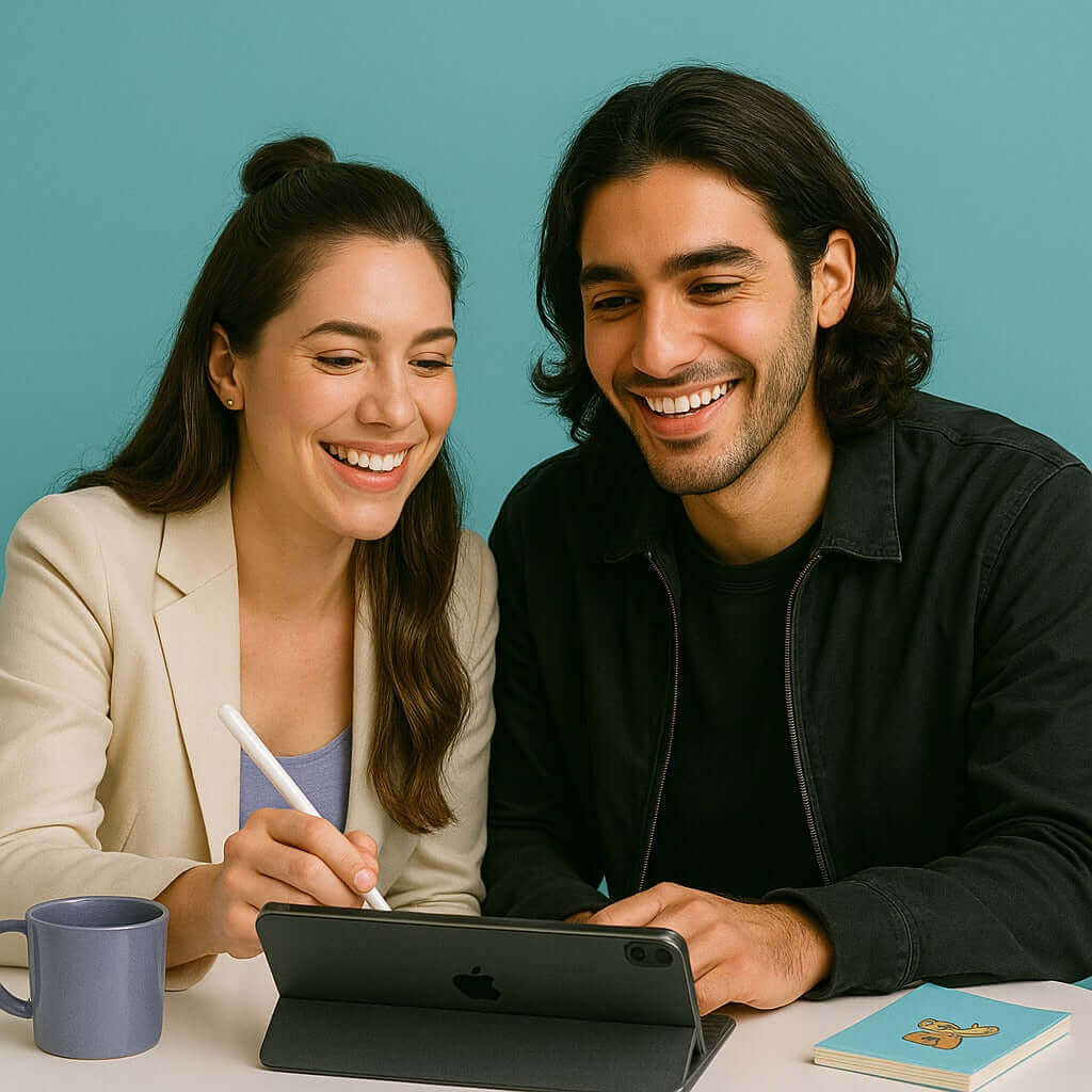 Tinymoose Pencil Pro – magnetic stylus for iPad, shown in use for drawing and creativity | قلم تاينيموس برو – قلم آيباد مغناطيسي مثالي للرسم والإبداع