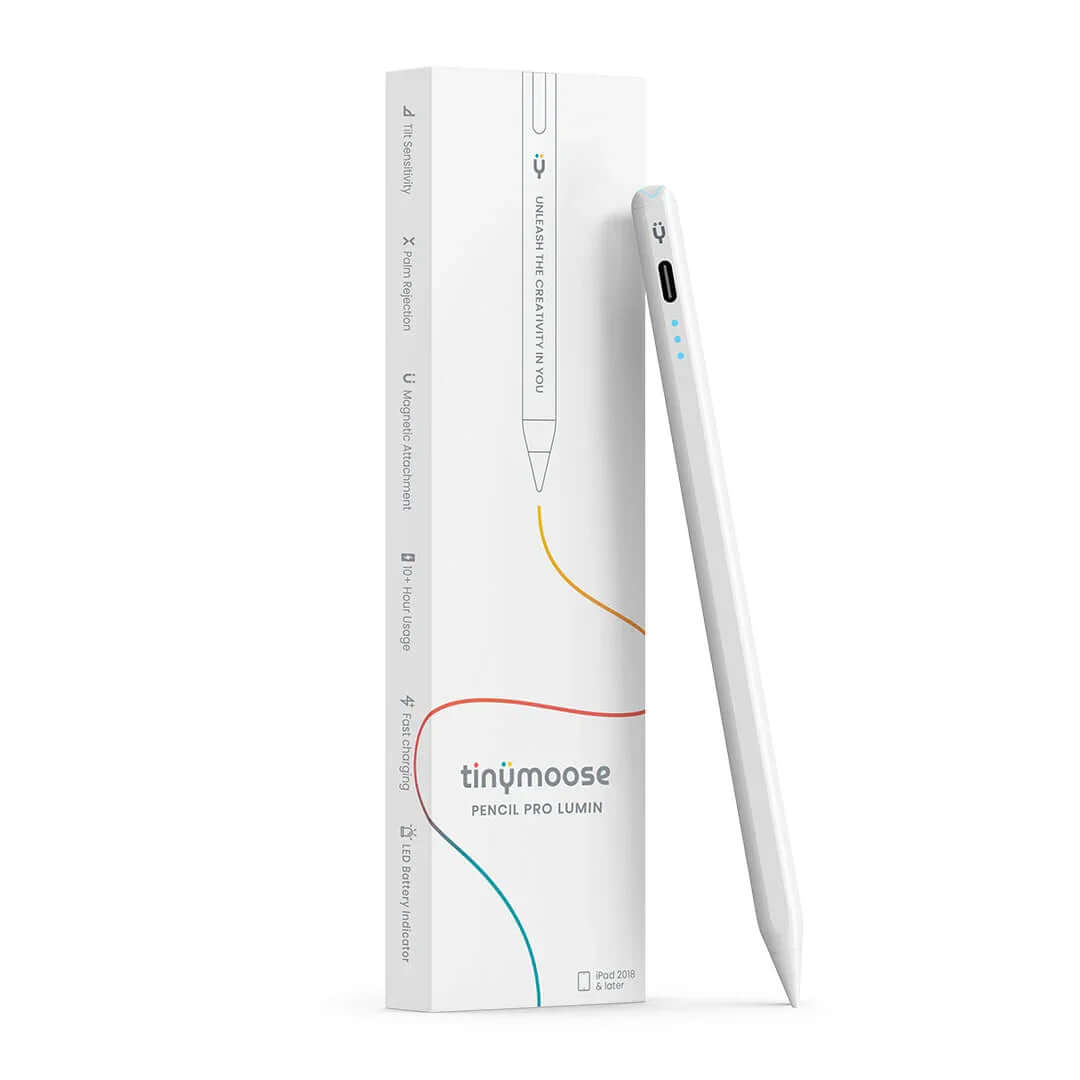 Pencil Pro Lumin Alpine White – iPad Pen with LED and palm rejection with packaging