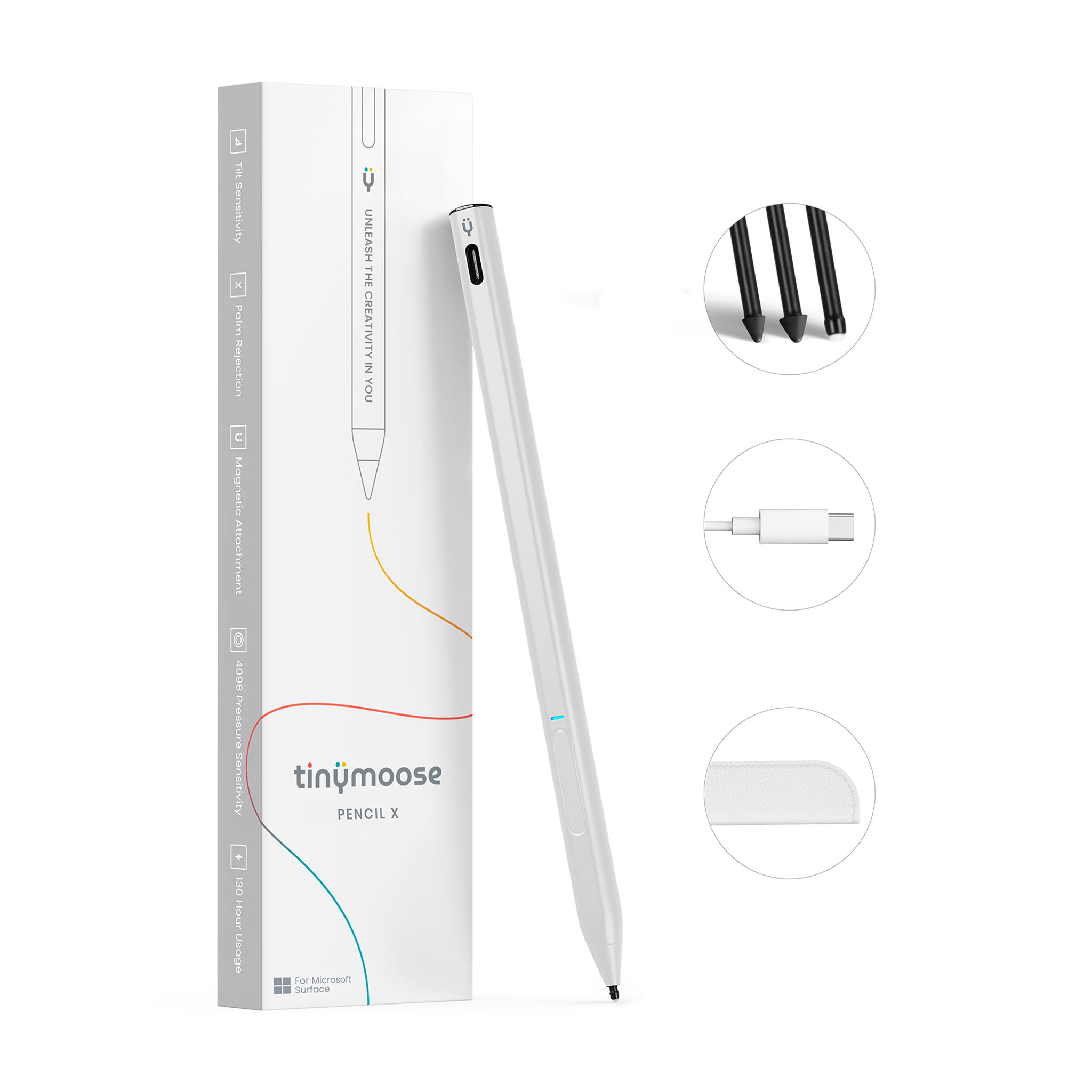 Pencil X (White) – Kompatibel med Microsoft Surface-enheter som stöder MPP-protokollet