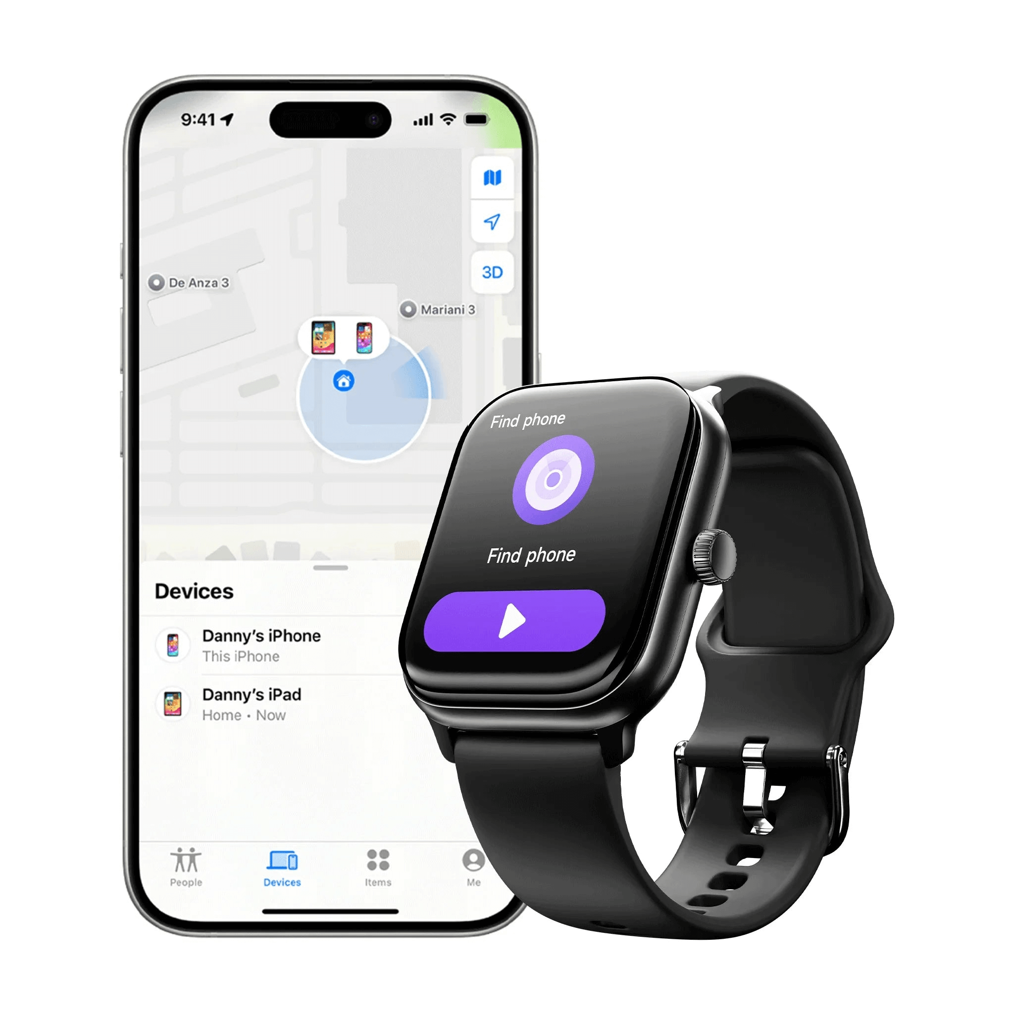 Tempo Smartwatch mit Bluetooth-Anruf - Midnight Black