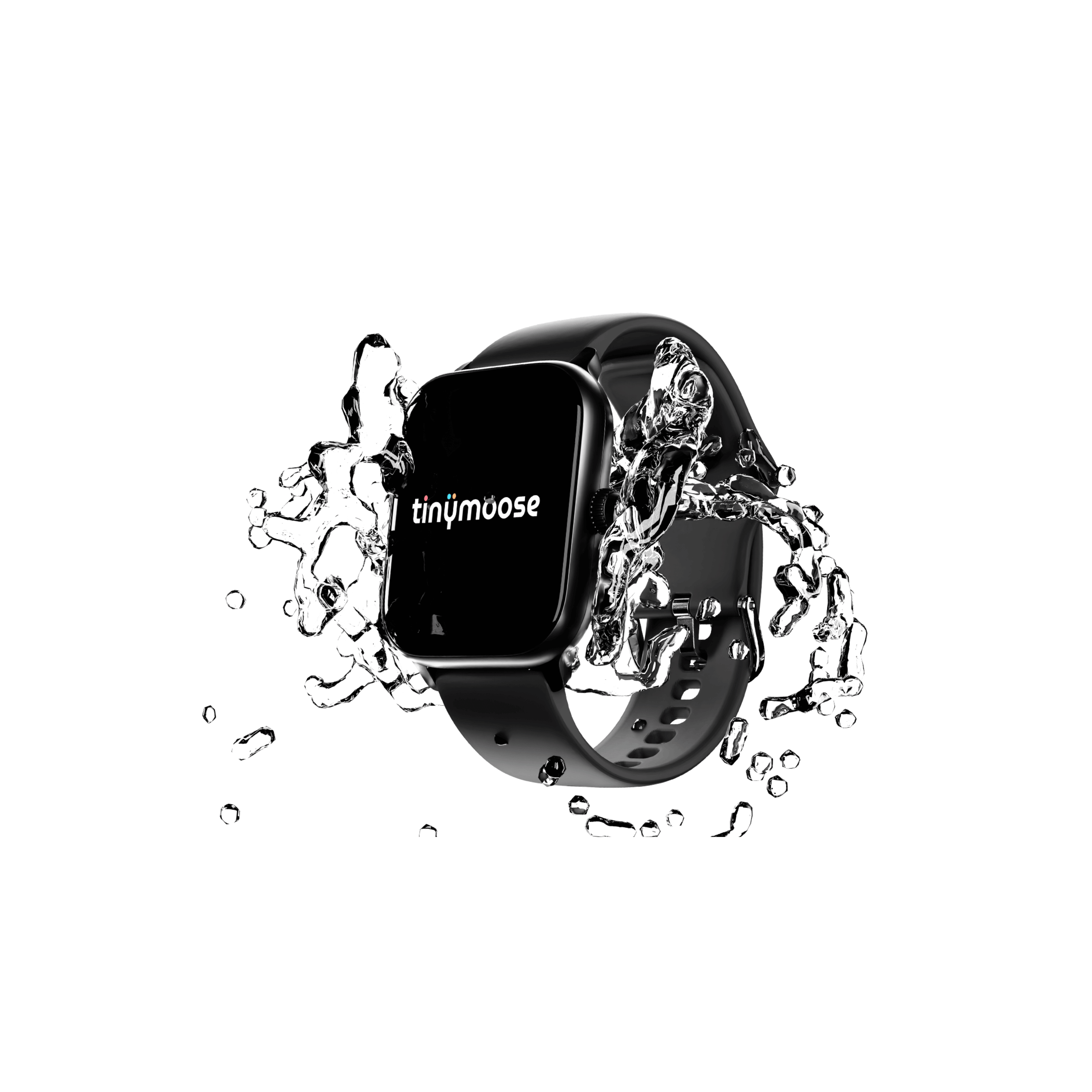 Black Tinymoose Tempo Smartwatch – IP68 waterproof and dustproof for swimming, rain, and daily wear. | ساعة تاينيموس تيمبو باللون الأسود – مقاومة للماء والغبار بمعيار IP68، مناسبة للسباحة والمطر والاستخدام اليومي.