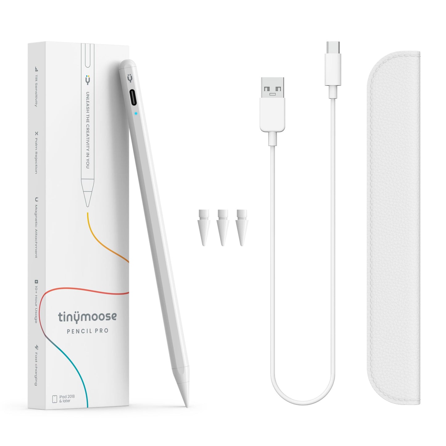 Tinymoose Pencil Pro Stylus Pen Picture with case pen charging cable package and nibs