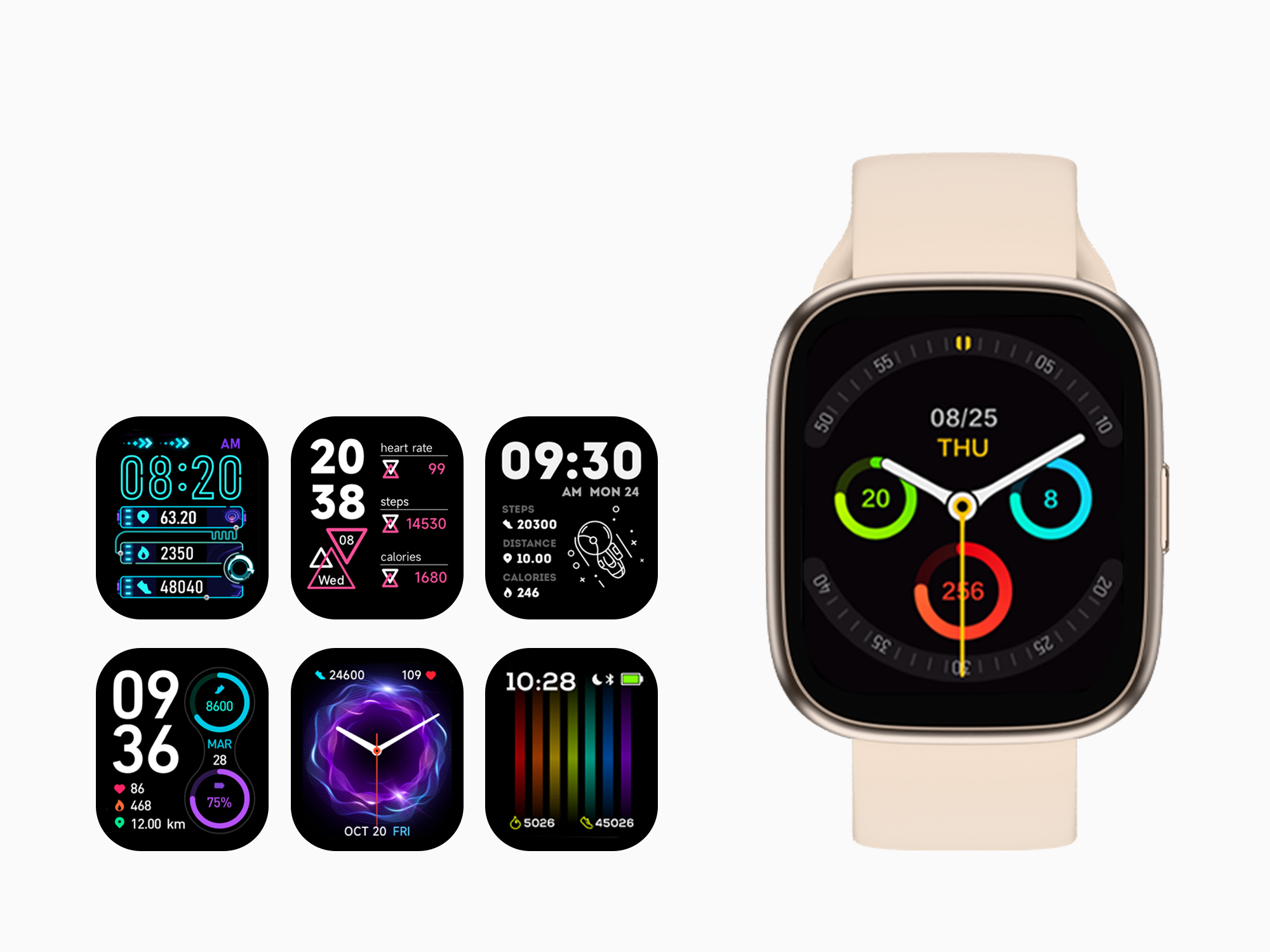 Tinymoose Tempo Go Smartwatch in pink – fitness watch with custom faces, heart rate, sleep, and TFT-LCD display. | ساعة تاينيموس تيمبو جو الوردية – تتبع اللياقة، واجهات قابلة للتخصيص، نبضات القلب، النوم، وشاشة TFT-LCD.