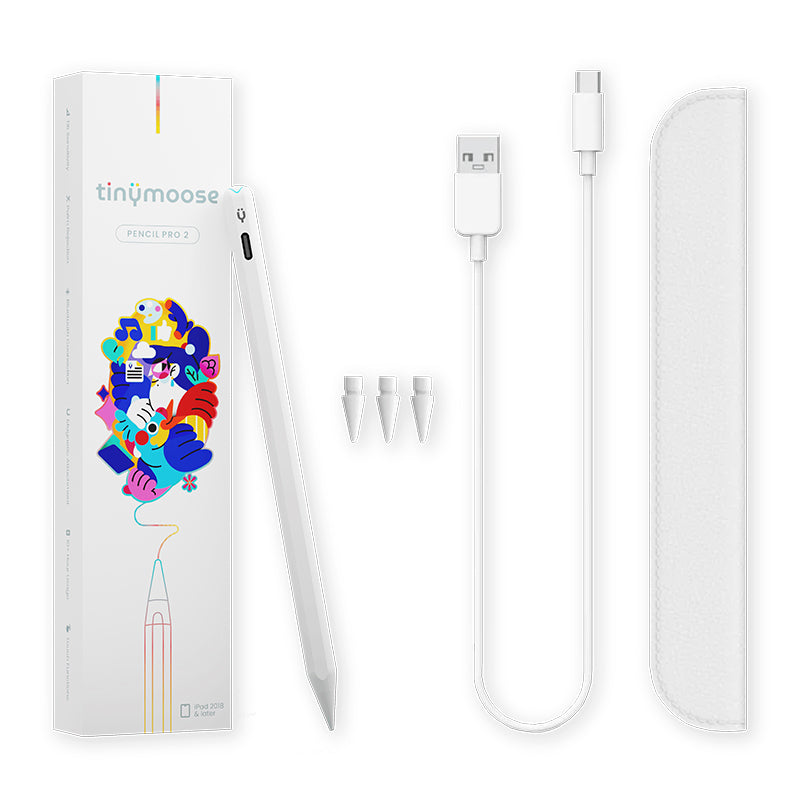 Pencil Pro 2 - 2nd gen Bluetooth iPad pen with gestures, & fast usb-c , pencil nibs white