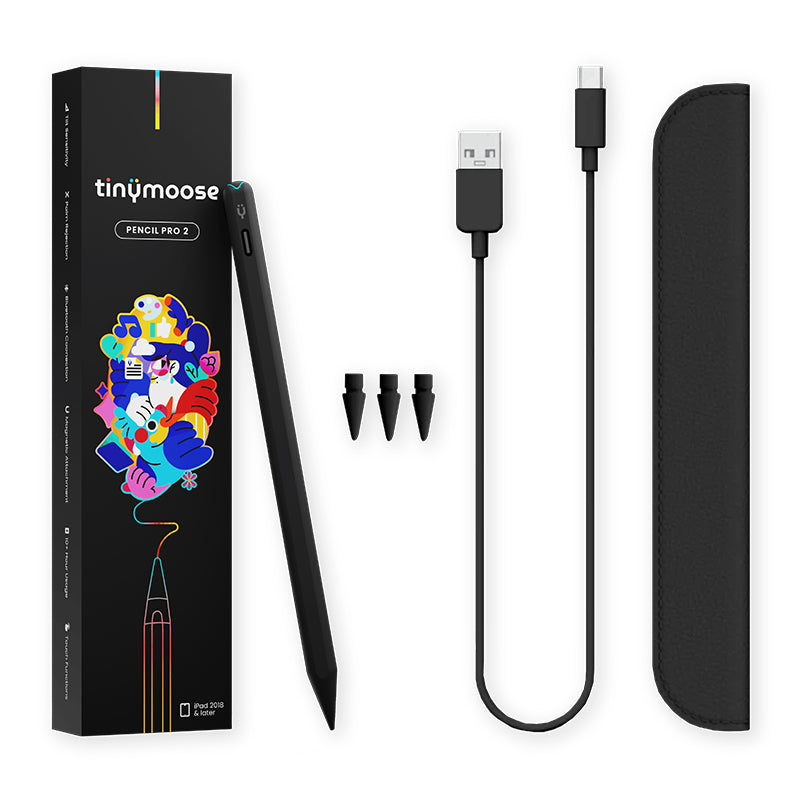 Pencil Pro 2 - Smart iPad pen Stylus with Gestures & Tilt technology, fast charging - Black